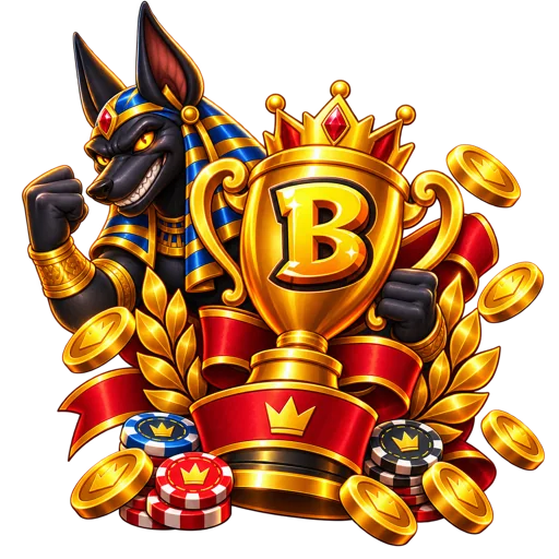 Anubis holding a trophy in Spinboss artwork